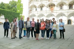 Souvenir photo at the courtyard of the Silesian Piast Castle in Brzeg.